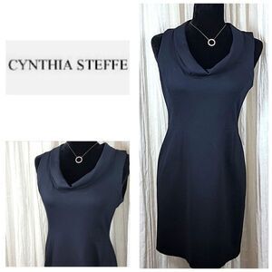 Cynthia Steffe Black Sleeveless Dress Cowlneck Shift Dress